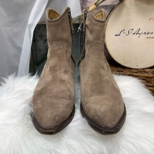 Frye Taupe Suede Ankle Booties